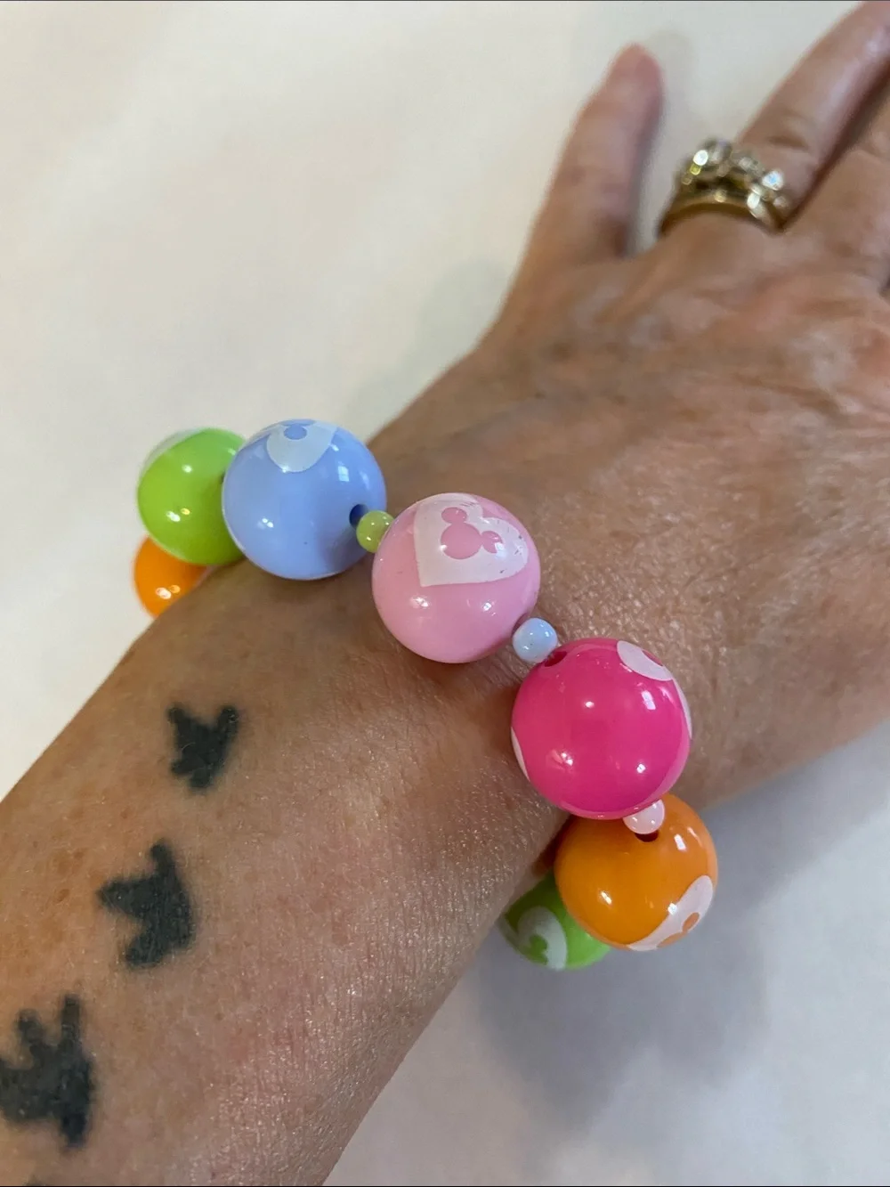 Kids Disney Colorful Beaded Stretch Bracelet - Pink, Blue, Green, Orange